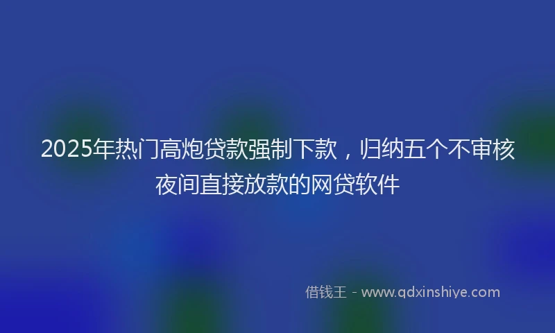 2025年热门高炮贷款强制下款，归纳五个不审核夜间直接放款的网贷软件