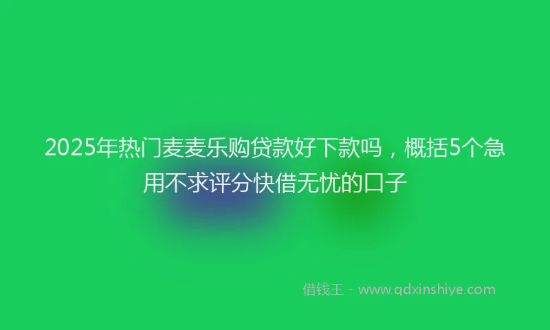 2025年热门麦麦乐购贷款好下款吗，概括5个急用不求评分快借无忧的口子