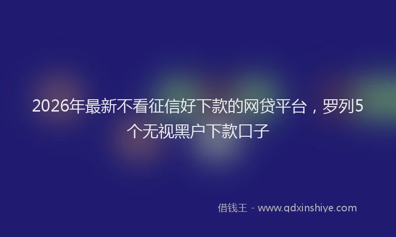 2026年最新不看征信好下款的网贷平台，罗列5个无视黑户下款口子