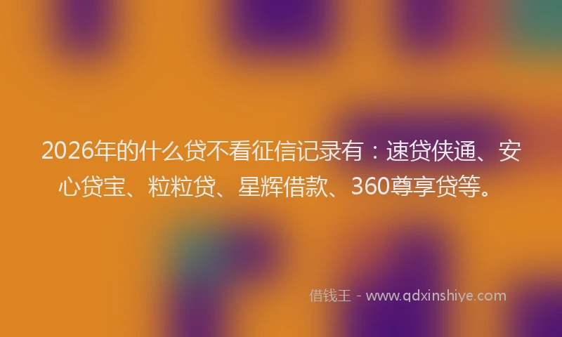 2026年的什么贷不看征信记录有：速贷侠通、安心贷宝、粒粒贷、星辉借款、360尊享贷等。