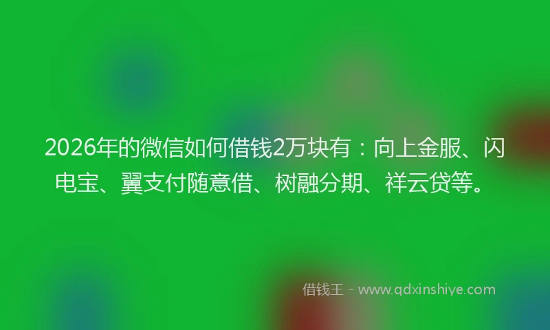 2026年的微信如何借钱2万块有:向上金服、闪电宝、翼支付随意借、树融分期、祥云贷等。