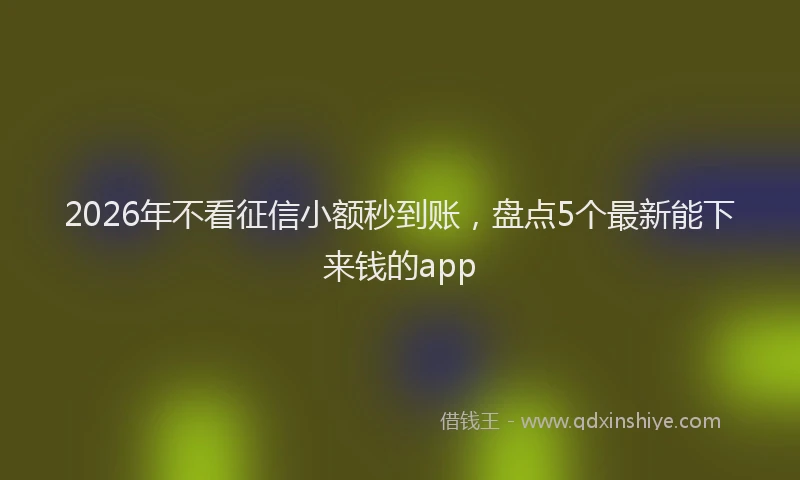 2026年不看征信小额秒到账，盘点5个最新能下来钱的app