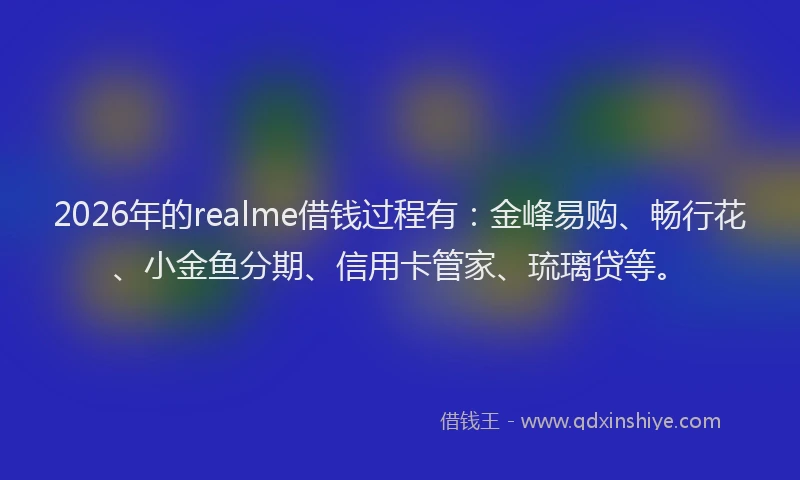 2026年的realme借钱过程有：金峰易购、畅行花、小金鱼分期、信用卡管家、琉璃贷等。