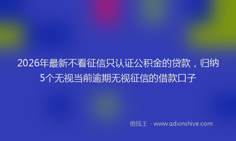 2026年最新不看征信只认证公积金的贷款，归纳5个无视当前逾期无视征信的借款口子