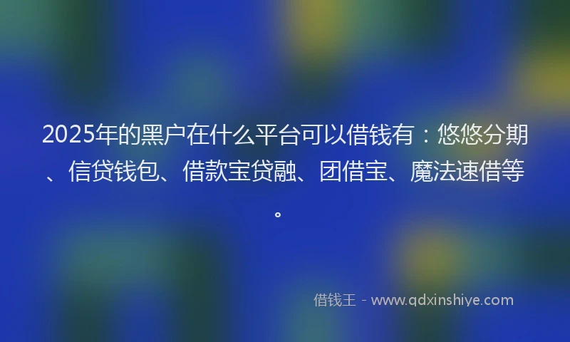 2025年的黑户在什么平台可以借钱有:悠悠分期、信贷钱包、借款宝贷融、团借宝、魔法速借等。
