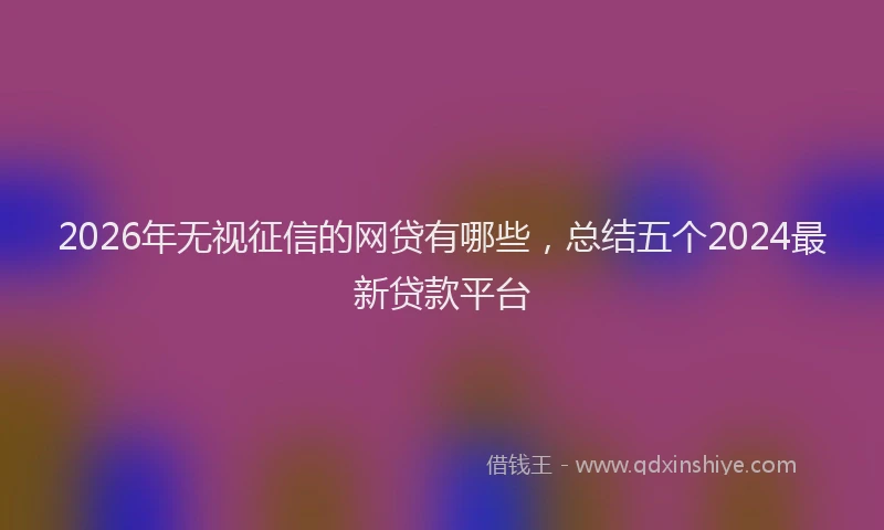 2026年无视征信的网贷有哪些,总结五个2024最新贷款平台
