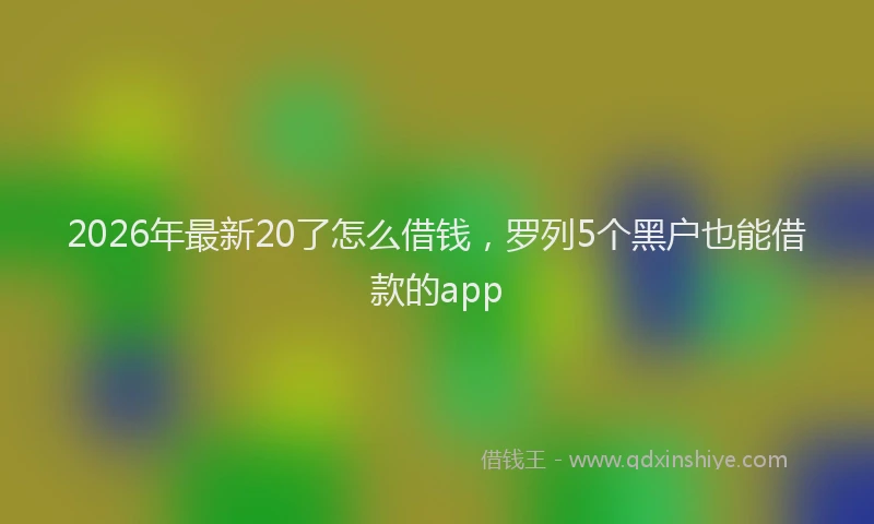2026年最新20了怎么借钱，罗列5个黑户也能借款的app