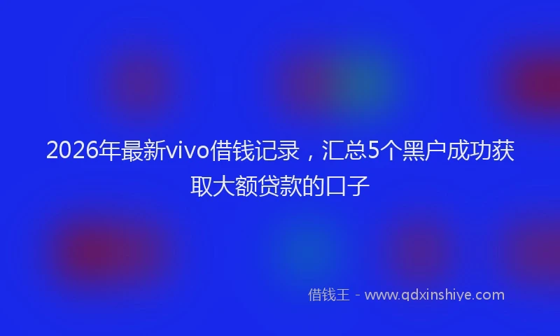 2026年最新vivo借钱记录，汇总5个黑户成功获取大额贷款的口子