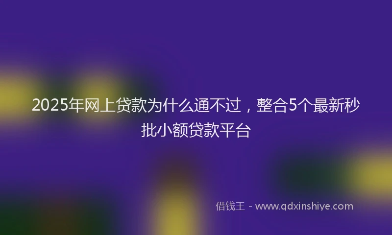 2025年网上贷款为什么通不过，整合5个最新秒批小额贷款平台