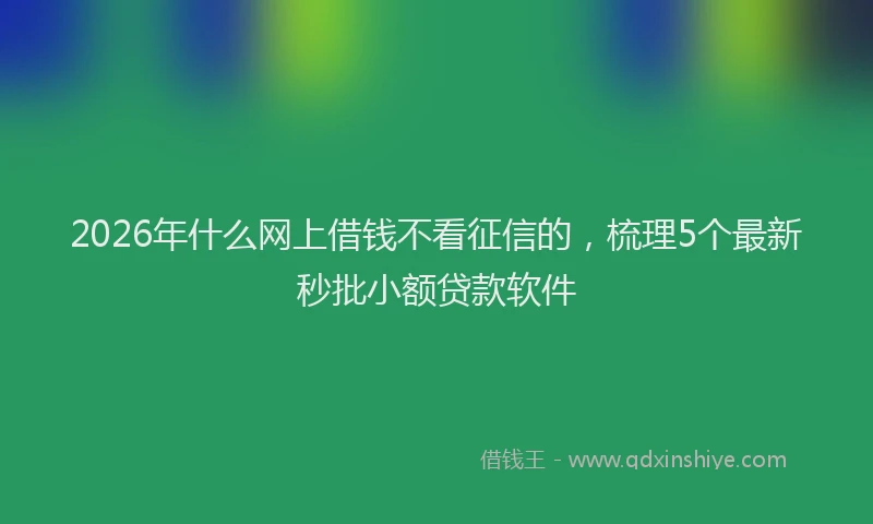 2026年什么网上借钱不看征信的，梳理5个最新秒批小额贷款软件