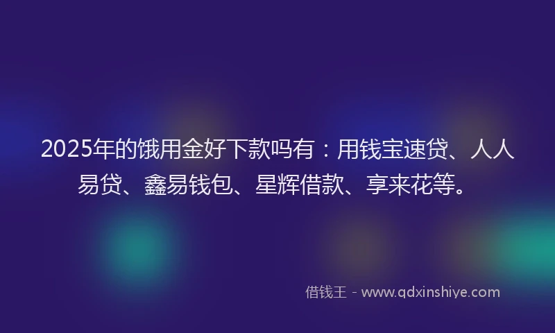2025年的饿用金好下款吗有:用钱宝速贷、人人易贷、鑫易钱包、星辉借款、享来花等。