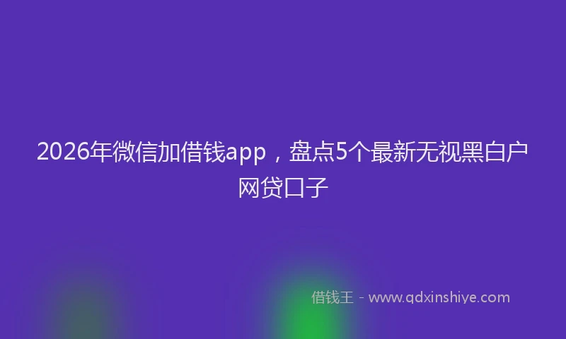 2026年微信加借钱app，盘点5个最新无视黑白户网贷口子