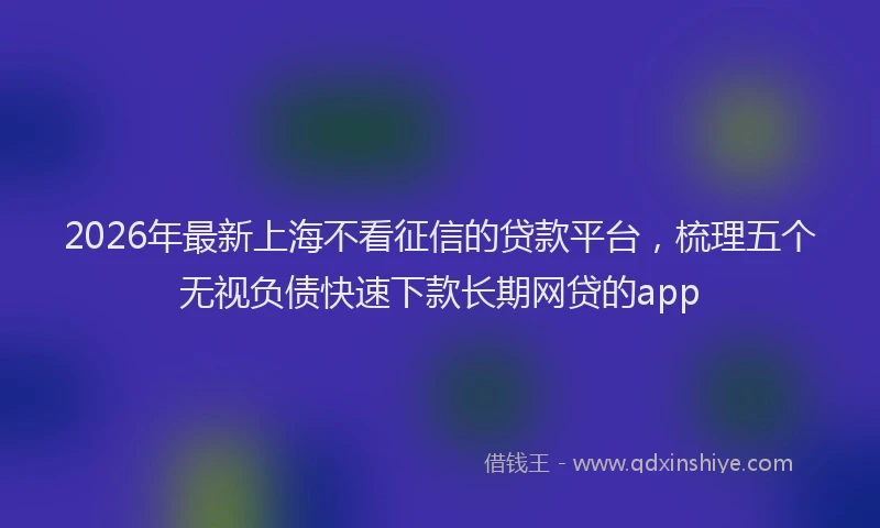 2026年最新上海不看征信的贷款平台,梳理五个无视负债快速下款长期网贷的app