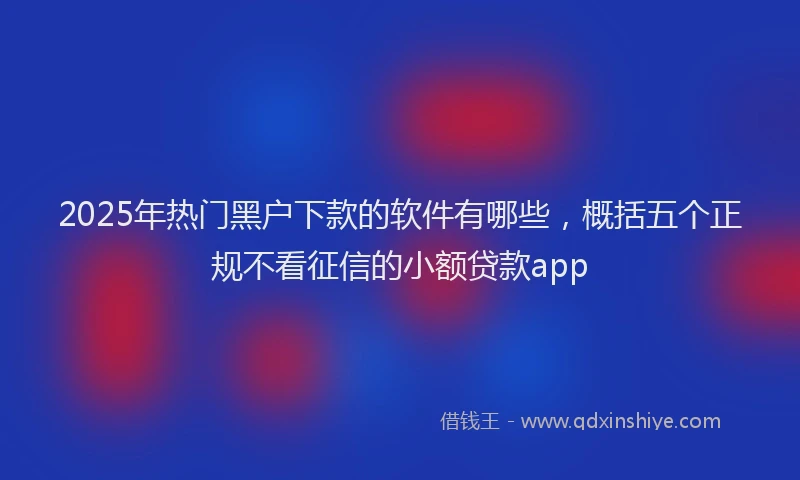 2025年热门黑户下款的软件有哪些，概括五个正规不看征信的小额贷款app