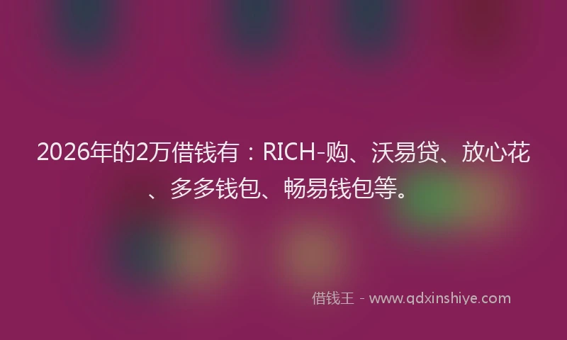 2026年的2万借钱有:RICH-购、沃易贷、放心花、多多钱包、畅易钱包等。