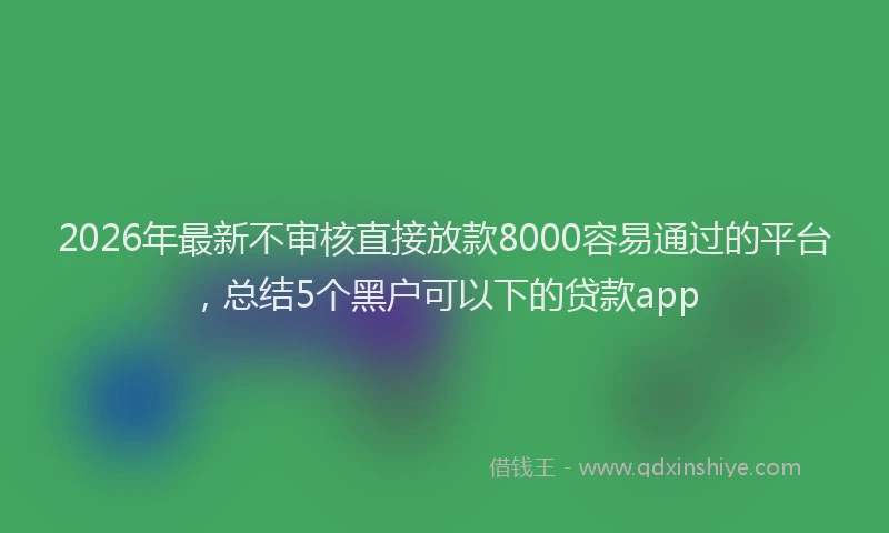 2026年最新不审核直接放款8000容易通过的平台，总结5个黑户可以下的贷款app
