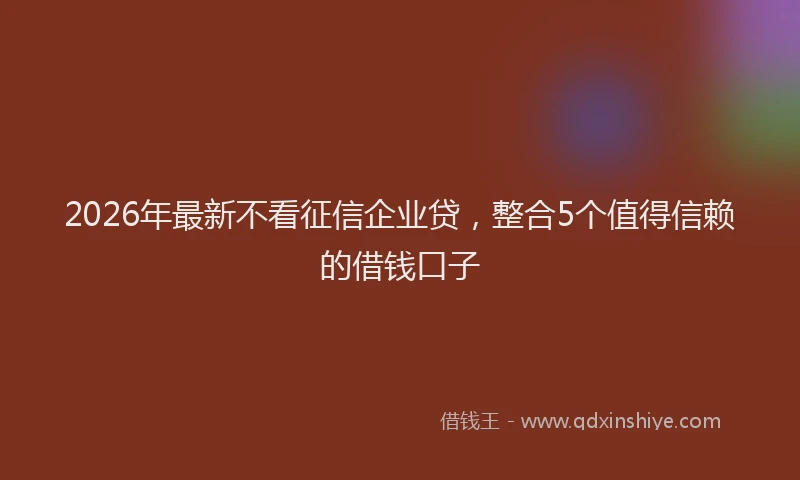 2026年最新不看征信企业贷，整合5个值得信赖的借钱口子