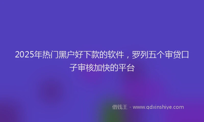 2025年热门黑户好下款的软件,罗列五个审贷口子审核加快的平台