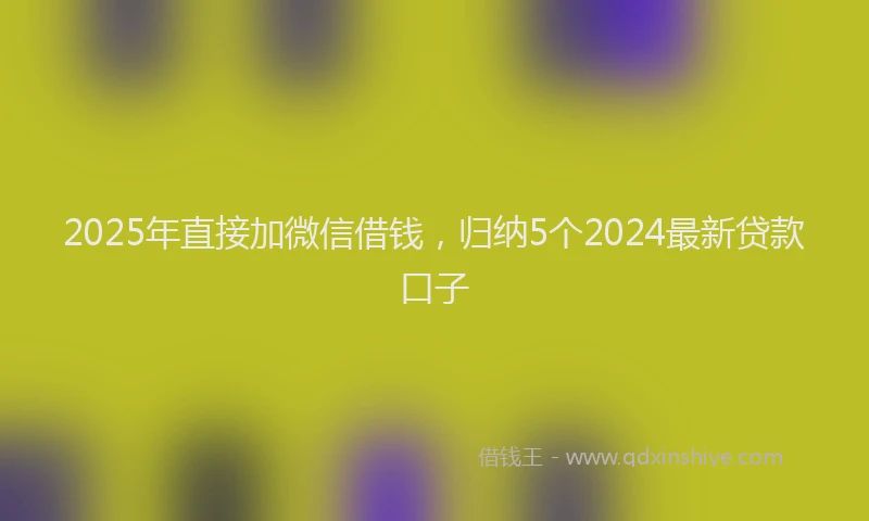 2025年直接加微信借钱，归纳5个2024最新贷款口子