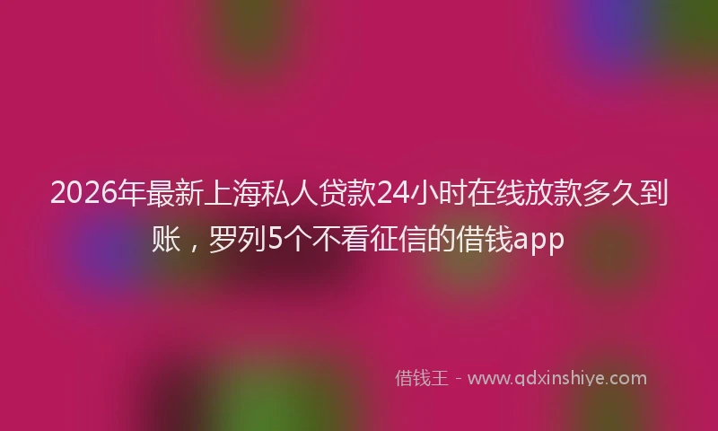 2026年最新上海私人贷款24小时在线放款多久到账，罗列5个不看征信的借钱app