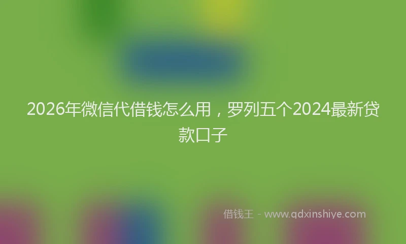 2026年微信代借钱怎么用，罗列五个2024最新贷款口子