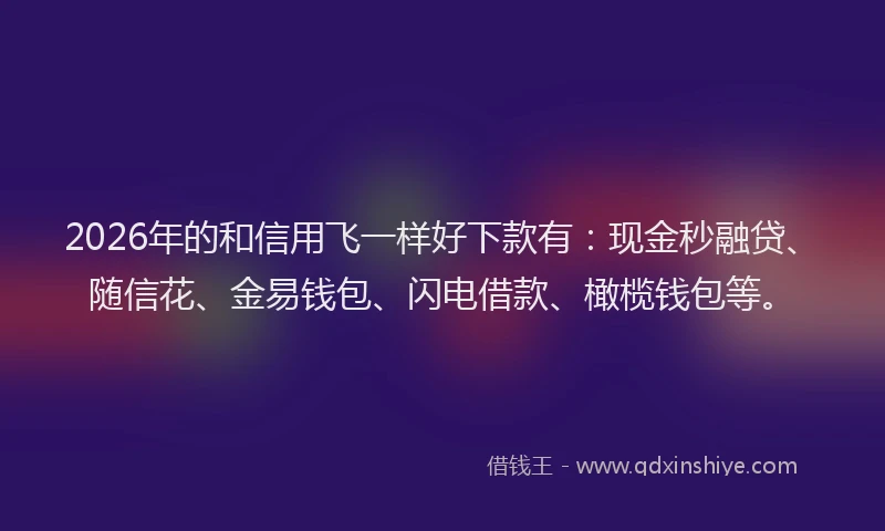2026年的和信用飞一样好下款有:现金秒融贷、随信花、金易钱包、闪电借款、橄榄钱包等。
