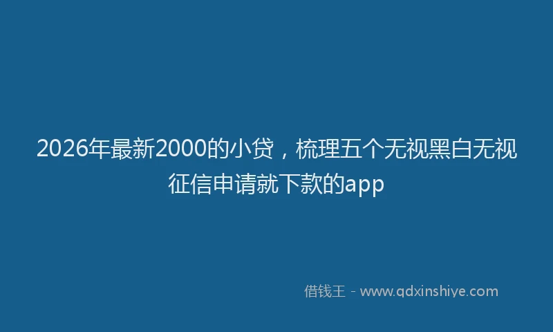 2026年最新2000的小贷,梳理五个无视黑白无视征信申请就下款的app