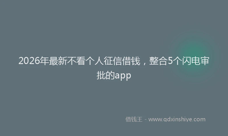 2026年最新不看个人征信借钱,整合5个闪电审批的app