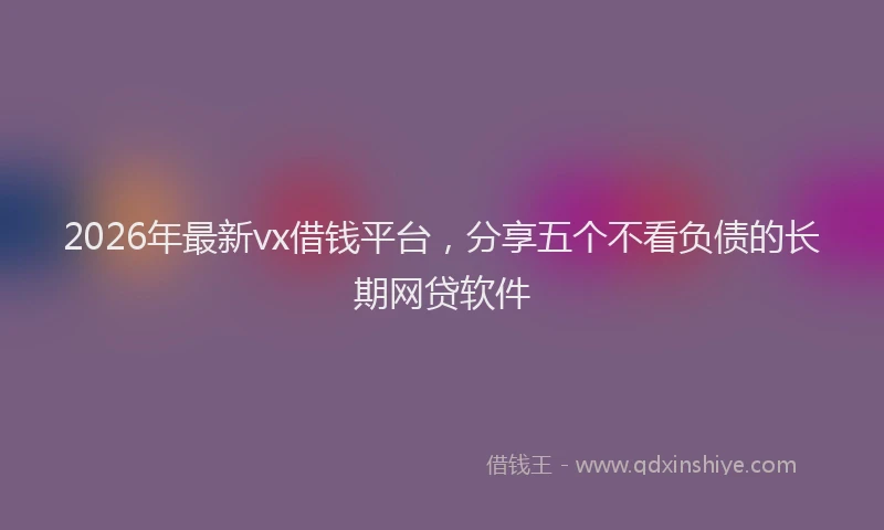 2026年最新vx借钱平台，分享五个不看负债的长期网贷软件
