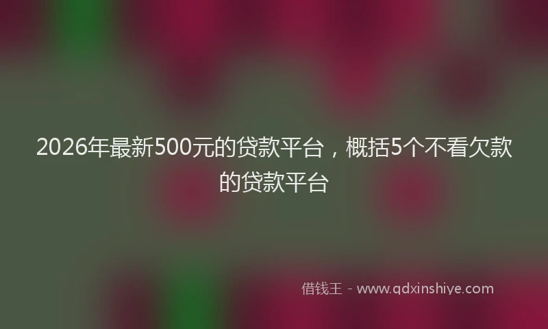 2026年最新500元的贷款平台,概括5个不看欠款的贷款平台