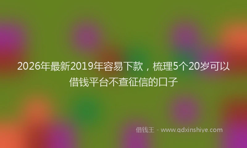 2026年最新2019年容易下款，梳理5个20岁可以借钱平台不查征信的口子