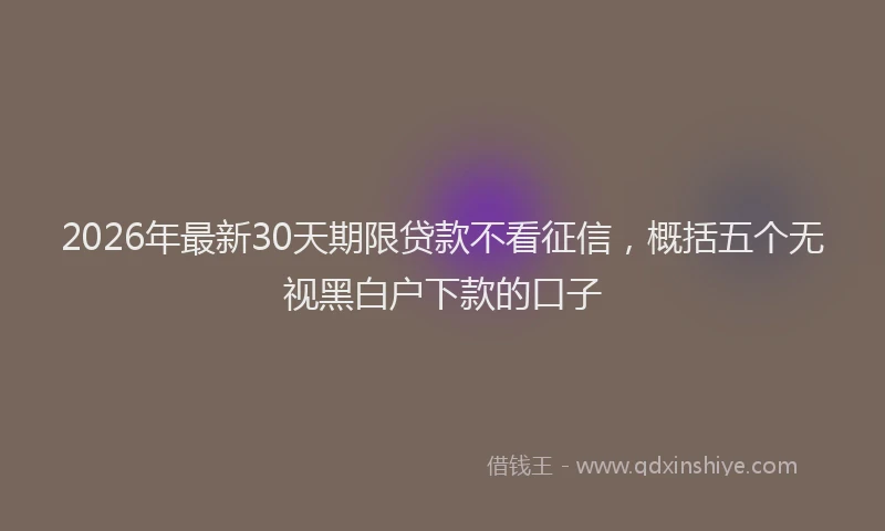 2026年最新30天期限贷款不看征信，概括五个无视黑白户下款的口子