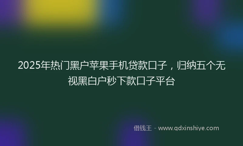 2025年热门黑户苹果手机贷款口子，归纳五个无视黑白户秒下款口子平台