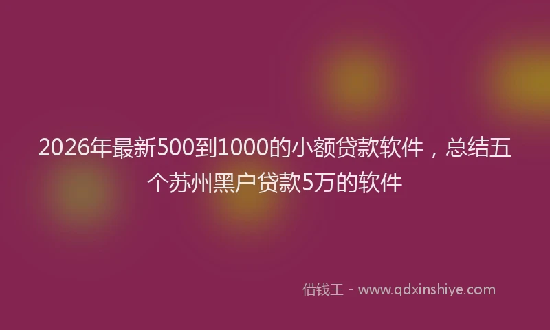 2026年最新500到1000的小额贷款软件,总结五个苏州黑户贷款5万的软件