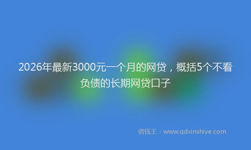 2026年最新3000元一个月的网贷，概括5个不看负债的长期网贷口子