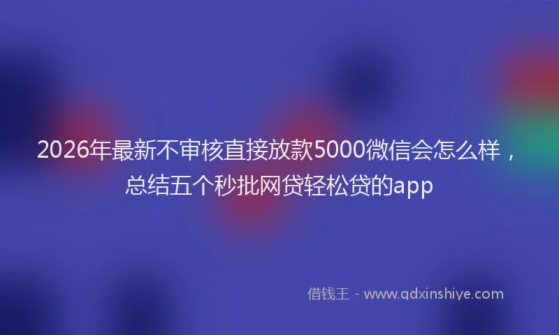 2026年最新不审核直接放款5000微信会怎么样,总结五个秒批网贷轻松贷的app
