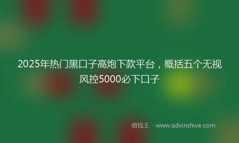 2025年热门黑口子高炮下款平台,概括五个无视风控5000必下口子