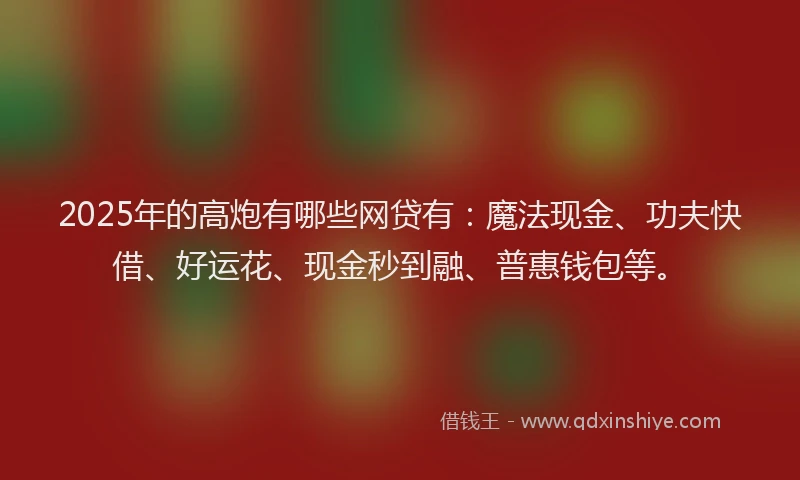 2025年的高炮有哪些网贷有：魔法现金、功夫快借、好运花、现金秒到融、普惠钱包等。