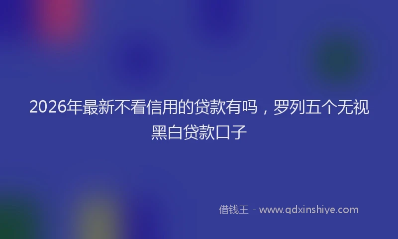 2026年最新不看信用的贷款有吗,罗列五个无视黑白贷款口子