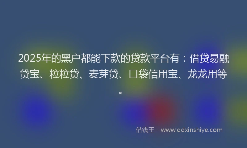 2025年的黑户都能下款的贷款平台有：借贷易融贷宝、粒粒贷、麦芽贷、口袋信用宝、龙龙用等。