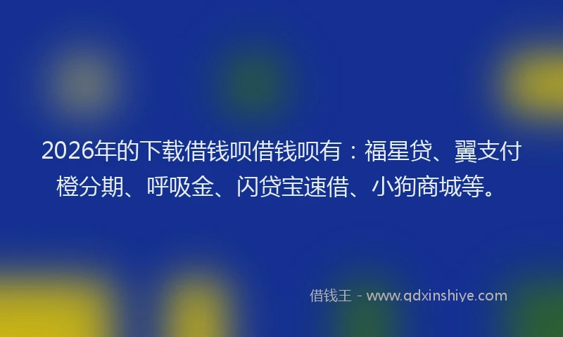 2026年的下载借钱呗借钱呗有:福星贷、翼支付橙分期、呼吸金、闪贷宝速借、小狗商城等。
