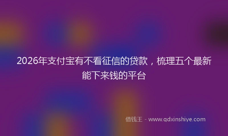 2026年支付宝有不看征信的贷款，梳理五个最新能下来钱的平台