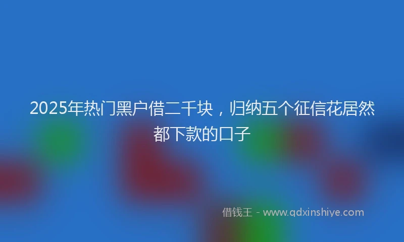 2025年热门黑户借二千块，归纳五个征信花居然都下款的口子