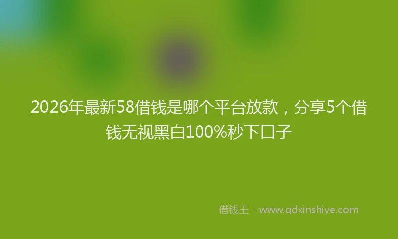 2026年最新58借钱是哪个平台放款，分享5个借钱无视黑白100%秒下口子