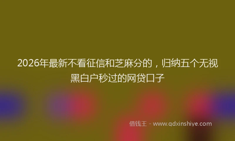 2026年最新不看征信和芝麻分的，归纳五个无视黑白户秒过的网贷口子