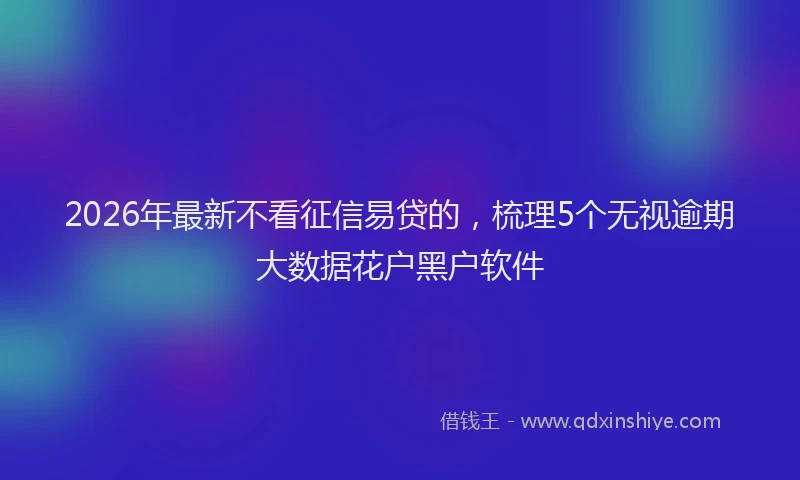 2026年最新不看征信易贷的,梳理5个无视逾期大数据花户黑户软件
