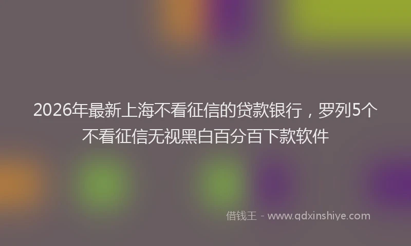2026年最新上海不看征信的贷款银行，罗列5个不看征信无视黑白百分百下款软件