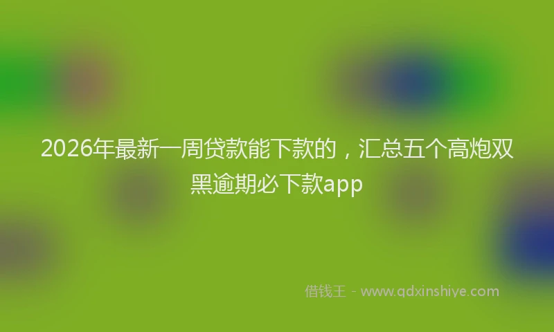 2026年最新一周贷款能下款的,汇总五个高炮双黑逾期必下款app