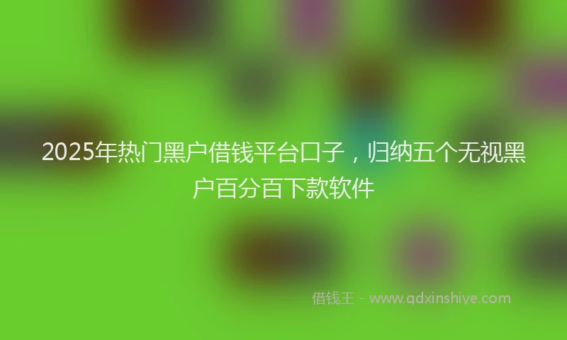 2025年热门黑户借钱平台口子，归纳五个无视黑户百分百下款软件