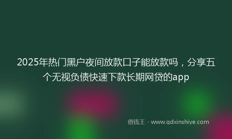 2025年热门黑户夜间放款口子能放款吗,分享五个无视负债快速下款长期网贷的app